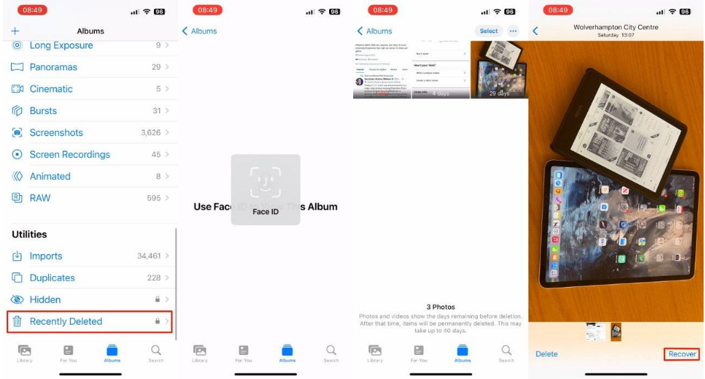 那曲苹果14维修分享 iPhone14 上恢复已删除的照片 