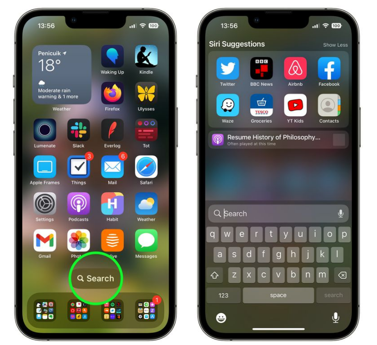 那曲苹果手机维修分享升级到 iOS 16 后，如何删除主屏幕上的搜索按钮 